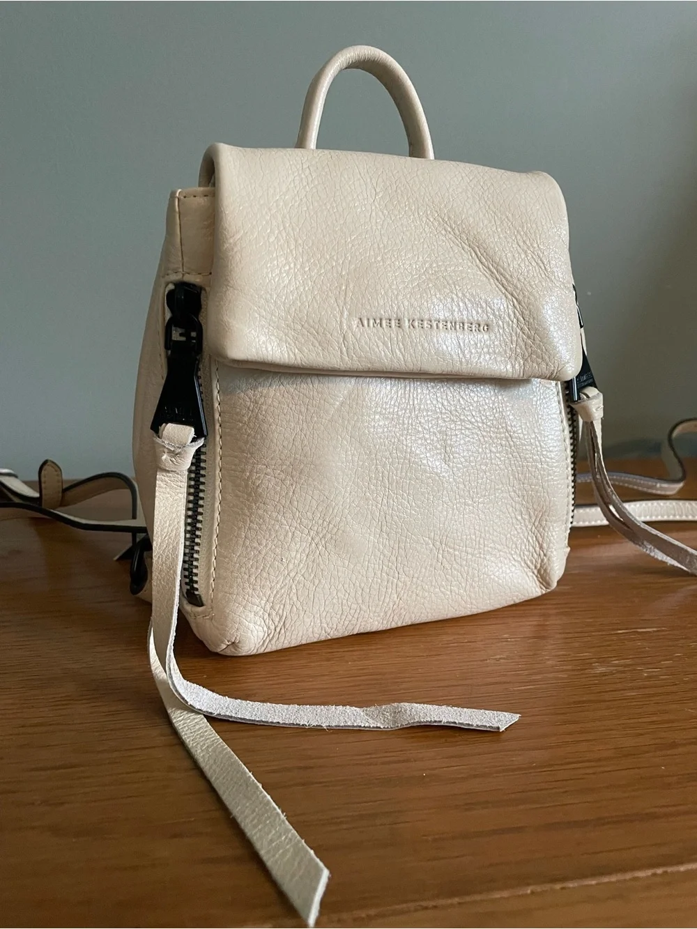 Aimee Kestenberg Leather Bali Mini Backpack Sandy Tassel Zipper Everyday NWT